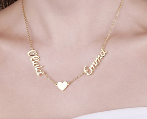
                  
                    Load image into Gallery viewer, Necklace with heart: 2 names
                  
                